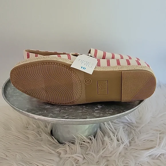 Time and Tru striped memory foam espadrille womens size 10 - Picture 2 of 5